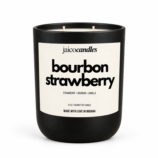 Bourbon Strawberry candle on a white background